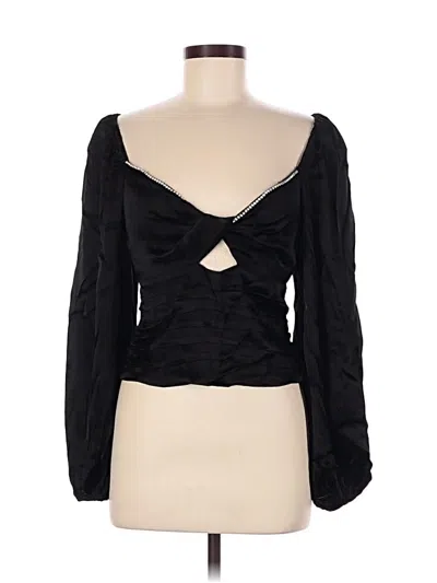 Pre-owned Astr Long Sleeve Blouse In Black