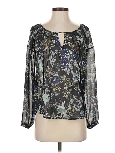 Pre-owned Astr Long Sleeve Blouse In Blue