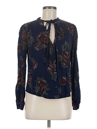 Pre-owned Astr Long Sleeve Blouse In Blue