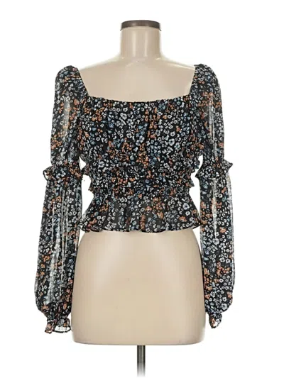 Pre-owned Astr Long Sleeve Blouse In Blue