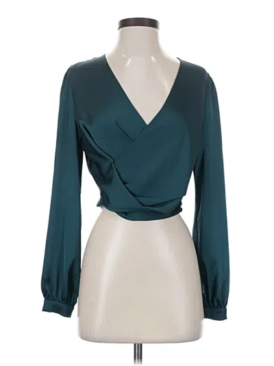 Pre-owned Astr Long Sleeve Blouse In Blue