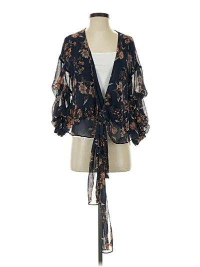 Pre-owned Astr Long Sleeve Blouse In Blue