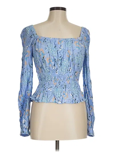 Pre-owned Astr Long Sleeve Blouse In Blue