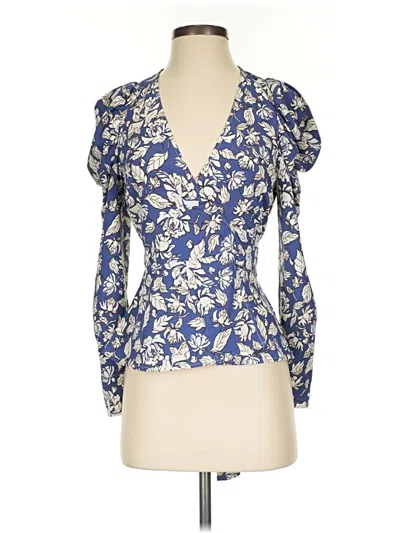 Pre-owned Astr Long Sleeve Blouse In Blue