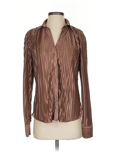 Pre-owned Astr Long Sleeve Blouse In Brown