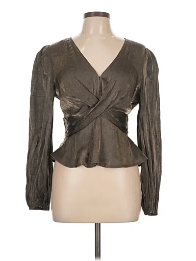 Pre-owned Astr Long Sleeve Blouse In Brown