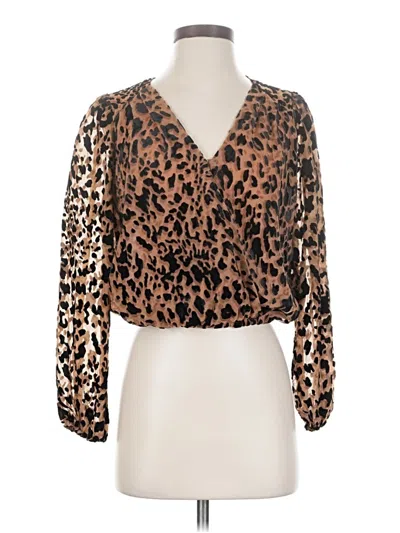 Pre-owned Astr Long Sleeve Blouse In Brown