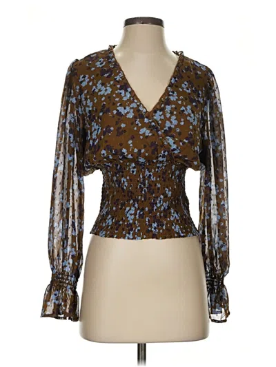 Pre-owned Astr Long Sleeve Blouse In Brown