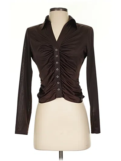 Pre-owned Astr Long Sleeve Blouse In Brown