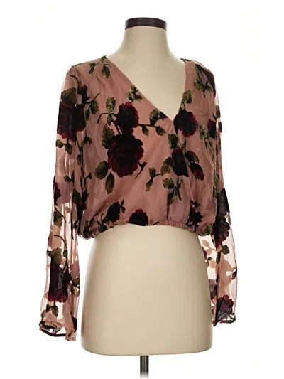 Pre-owned Astr Long Sleeve Blouse In Brown