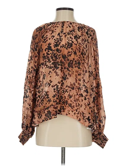 Pre-owned Astr Long Sleeve Blouse In Brown