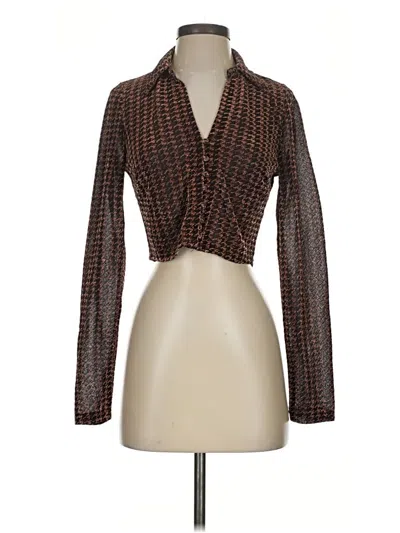 Pre-owned Astr Long Sleeve Blouse In Brown