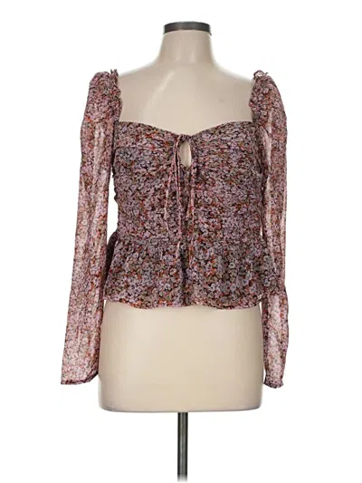 Pre-owned Astr Long Sleeve Blouse In Brown