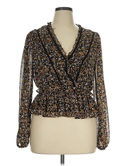 Pre-owned Astr Long Sleeve Blouse In Brown
