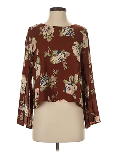 Pre-owned Astr Long Sleeve Blouse In Burgundy