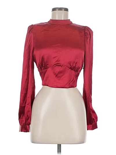 Pre-owned Astr Long Sleeve Blouse In Burgundy