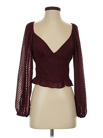 Pre-owned Astr Long Sleeve Blouse In Burgundy