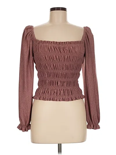 Pre-owned Astr Long Sleeve Blouse In Burgundy