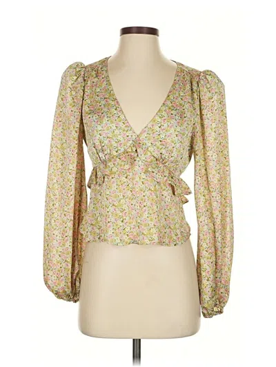 Pre-owned Astr Long Sleeve Blouse In Gold