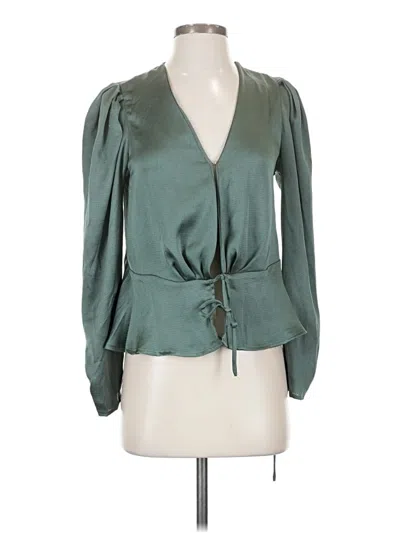 Pre-owned Astr Long Sleeve Blouse In Green