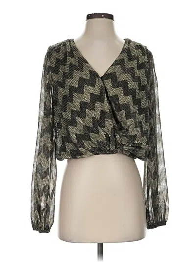 Pre-owned Astr Long Sleeve Blouse In Green