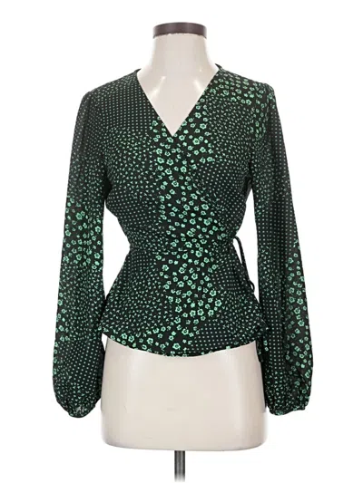 Pre-owned Astr Long Sleeve Blouse In Green