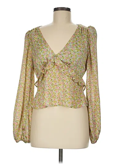 Pre-owned Astr Long Sleeve Blouse In Green