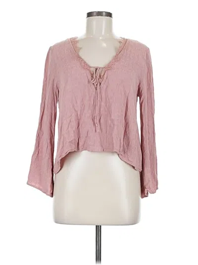 Pre-owned Astr Long Sleeve Blouse In Pink