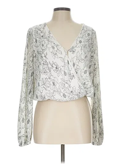 Pre-owned Astr Long Sleeve Blouse In Silver
