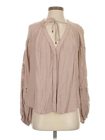 Pre-owned Astr Long Sleeve Blouse In Tan
