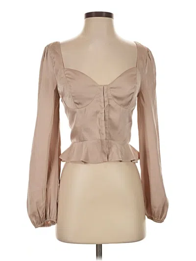 Pre-owned Astr Long Sleeve Blouse In Tan