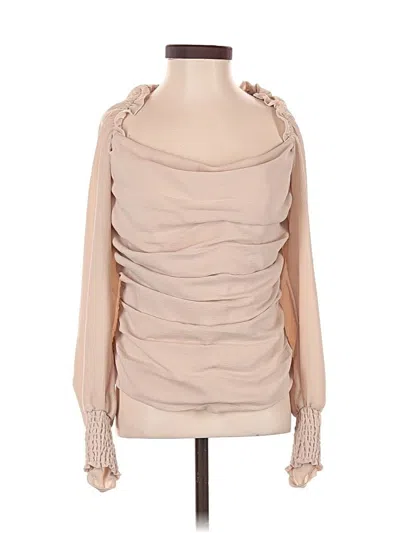 Pre-owned Astr Long Sleeve Blouse In Tan