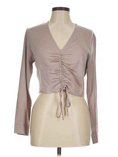 Pre-owned Astr Long Sleeve Blouse In Tan