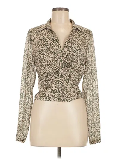 Pre-owned Astr Long Sleeve Blouse In Tan