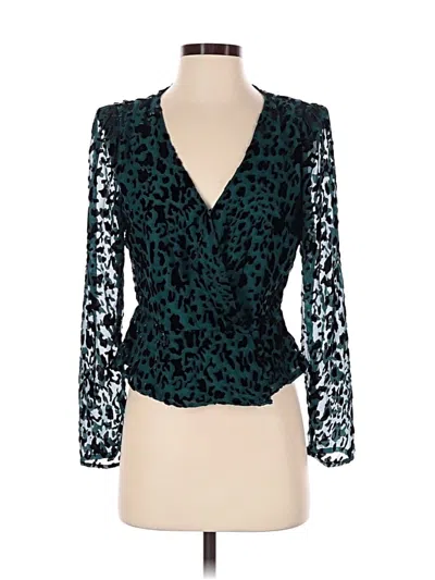 Pre-owned Astr Long Sleeve Blouse In Teal