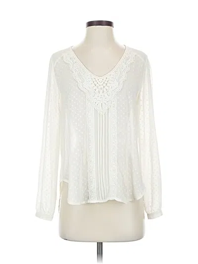 Pre-owned Astr Long Sleeve Blouse In White