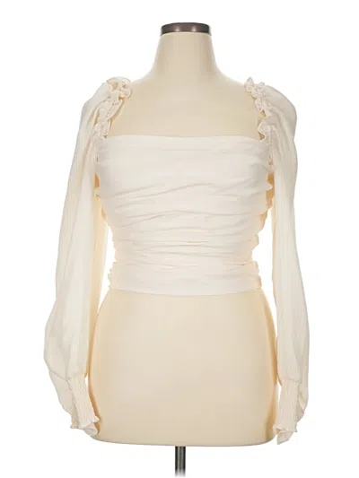 Pre-owned Astr Long Sleeve Blouse In White