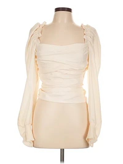 Pre-owned Astr Long Sleeve Blouse In White
