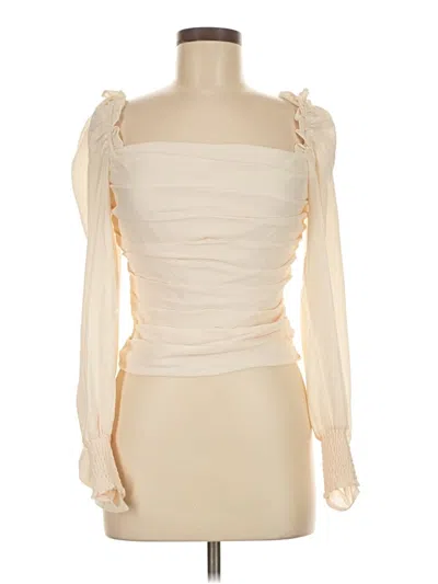 Pre-owned Astr Long Sleeve Blouse In White