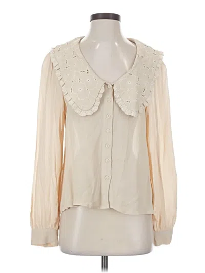 Pre-owned Astr Long Sleeve Blouse In White