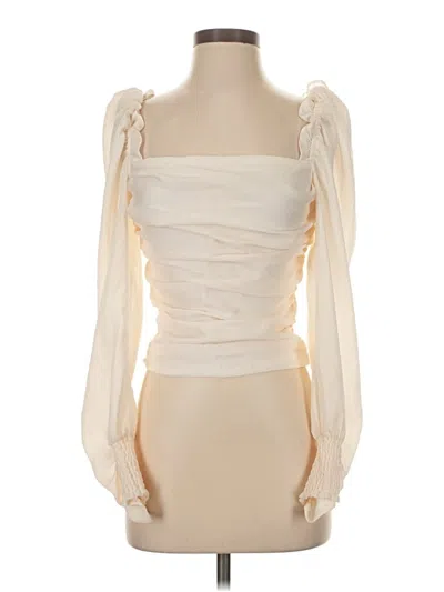 Pre-owned Astr Long Sleeve Blouse In White