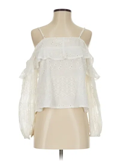 Pre-owned Astr Long Sleeve Blouse In White