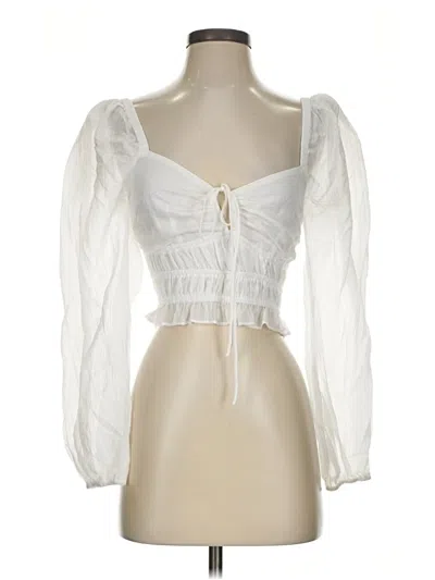 Pre-owned Astr Long Sleeve Blouse In White