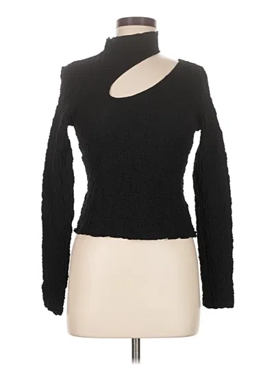 Pre-owned Astr Long Sleeve Top Black One Shoulder Neckline Tops