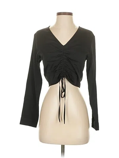 Pre-owned Astr Long Sleeve Top Black Plunge Neckline Tops