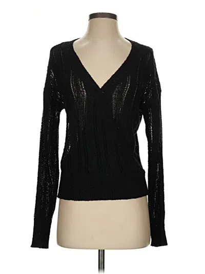 Pre-owned Astr Long Sleeve Top Black Plunge Neckline Tops