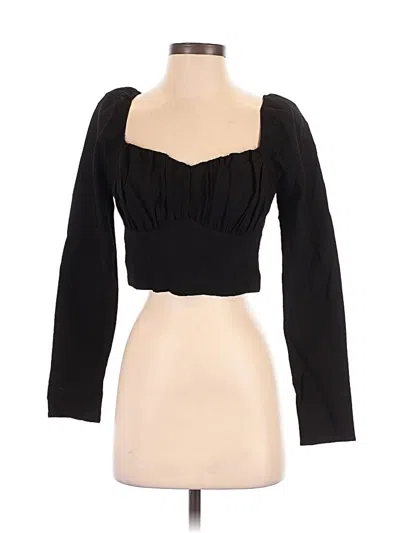 Pre-owned Astr Long Sleeve Top Black Solid Pattern Sweetheart Neckline Tops