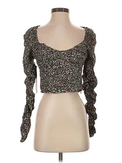 Pre-owned Astr Long Sleeve Top Black Sweetheart Neckline Tops
