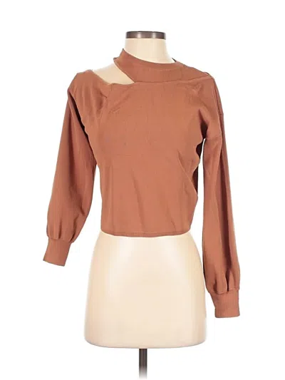 Pre-owned Astr Long Sleeve Top Brown Off The Shoulder Neckline Tops
