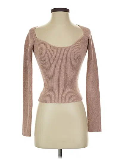 Pre-owned Astr Long Sleeve Top Brown Square Neckline Tops